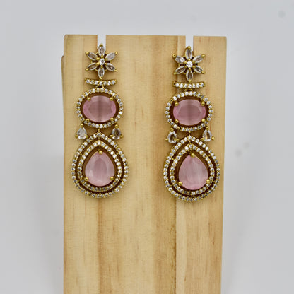 Blush Royale Necklace Set – Pink Stone Elegance