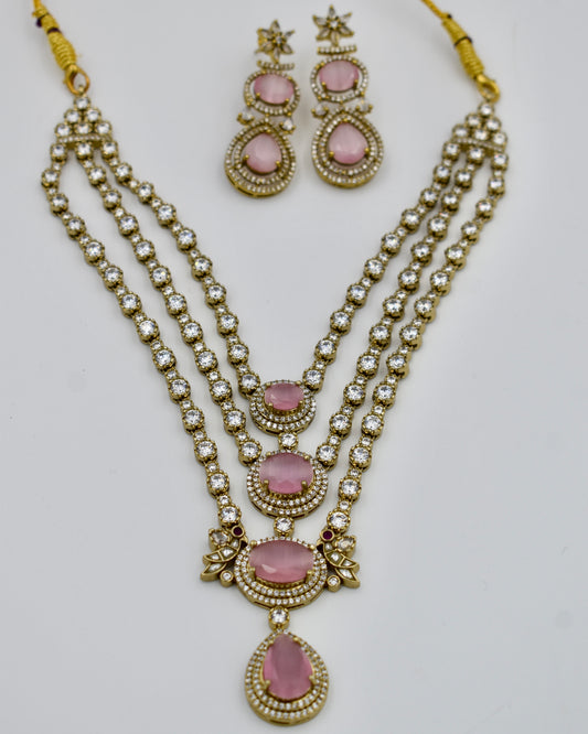 Blush Royale Necklace Set – Pink Stone Elegance