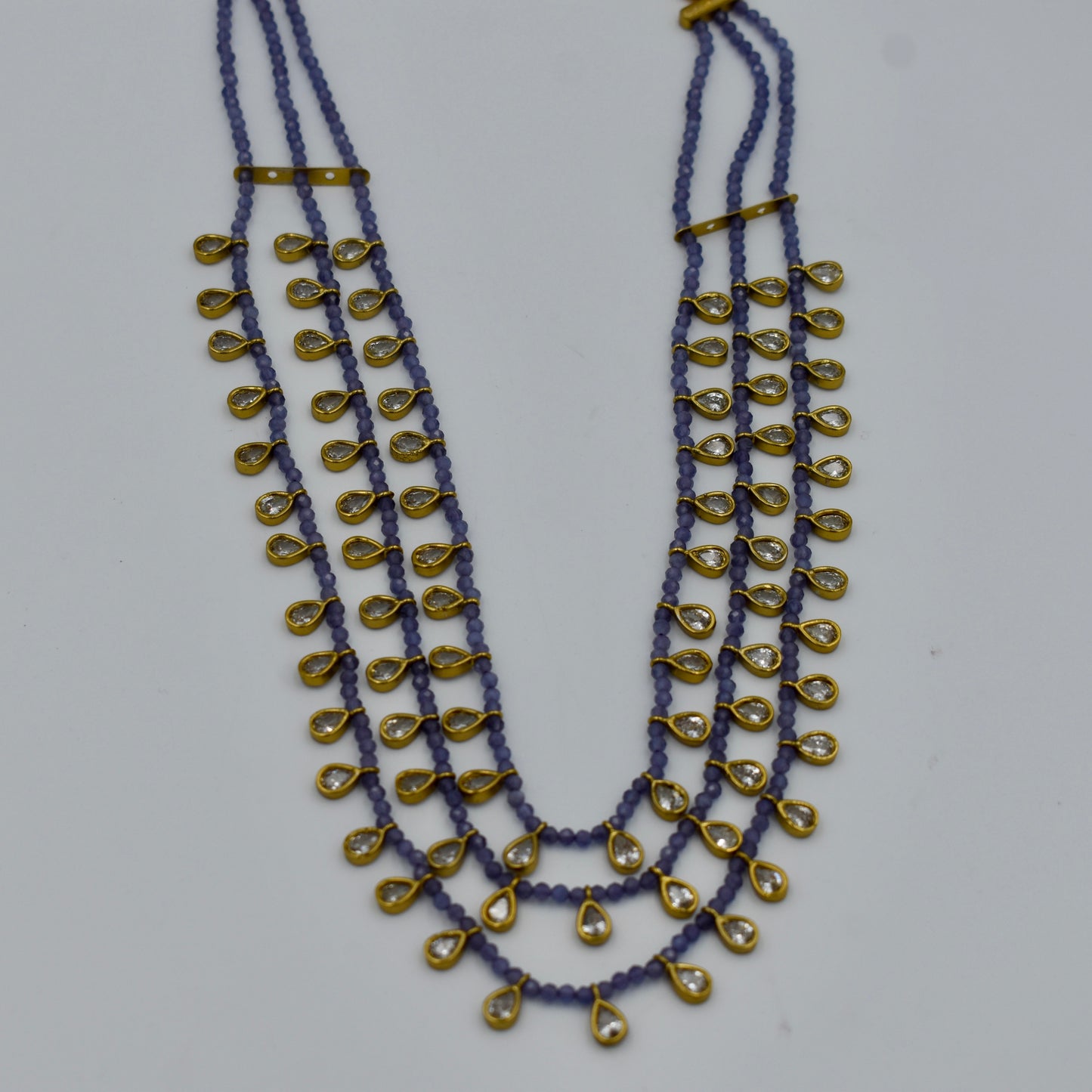 Lavender Luxe Layered Necklace – Kundan Teardrop Design