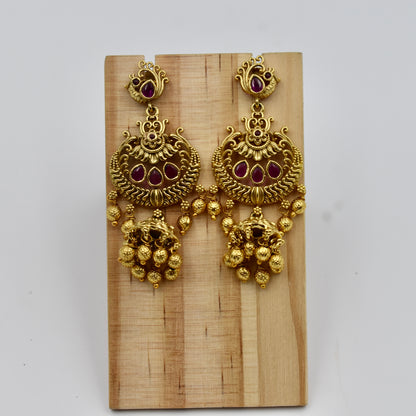 Regal Heritage Temple Necklace Set – Antique Gold Finish