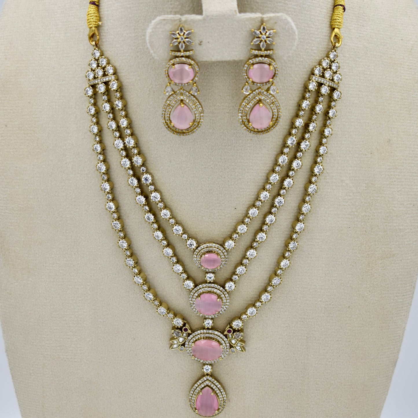 Blush Royale Necklace Set – Pink Stone Elegance