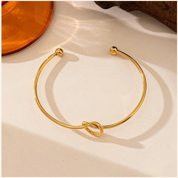 Anti-Tarnish Knot Open Bangle – Imitation Gold Finish
