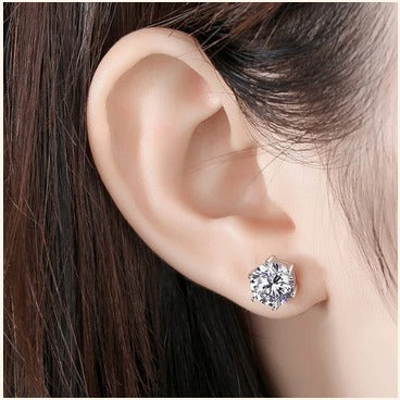 Classic Sparkle Solitaire Stud Earrings – Imitation Diamond