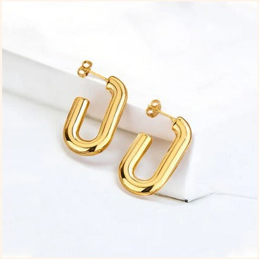 Glossy U-Shaped Hoop Earrings – Anti-Tarnish Imitation Jewelry