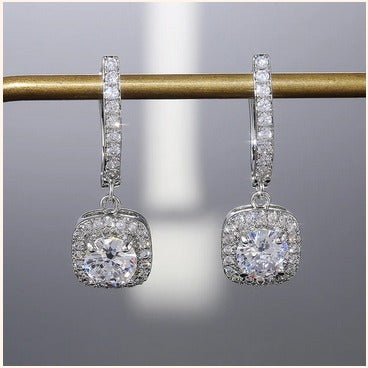 Silver Sparkle Drop Earrings – Radiant Diamond Look