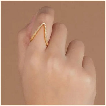 Gold V-Shaped Finger Ring – Anti Tarnish Imitation Jewellery