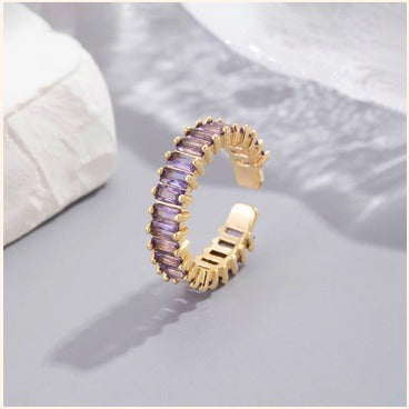 Lavender Baguette Adjustable Ring – Elegant Imitation Jewellery