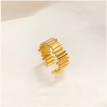 Golden Baguette Adjustable Ring – Classy Imitation Jewellery