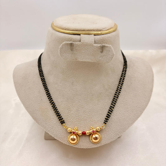 Classic Black Beads Mangalsutra with Gold Ball Pendant