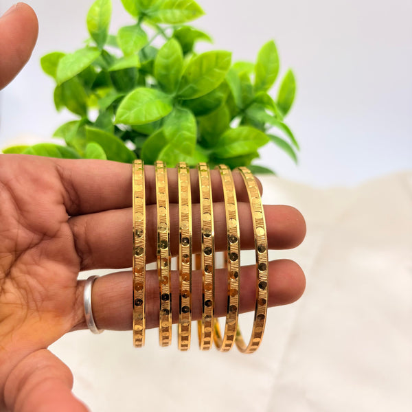 Gold Finish Minimal Textured Bangles – Slim Daily Wear Design