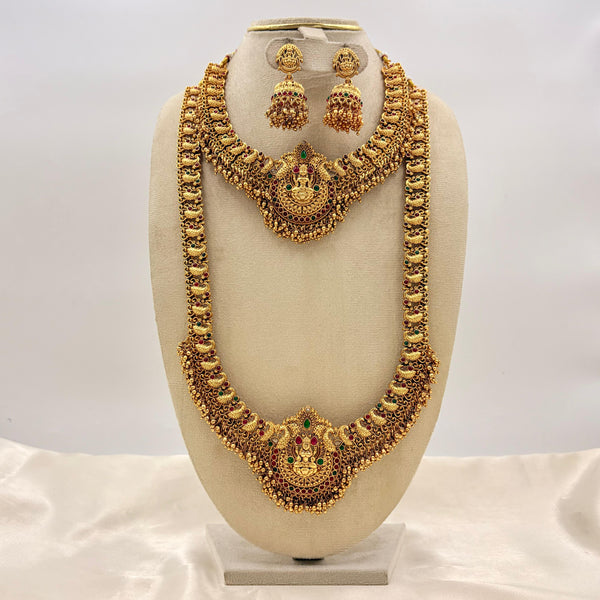 Grand South Indian Bridal Temple Jewellery Set – Haram, Choker, Vaddanam & Jhumkas