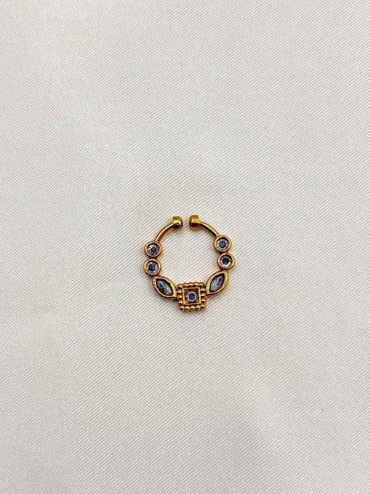 Traditional Square Blue Stone Nose Pin – Gold Finish