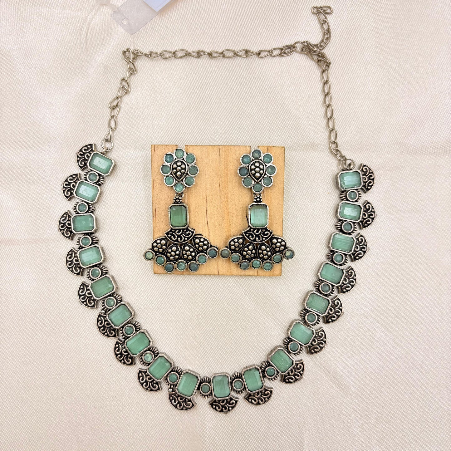 Gold Plated Lakshmi Temple Necklace Set with Ruby, Green & White Stones