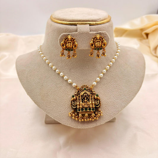 Pearl Mala Antique Lakshmi Temple Necklace