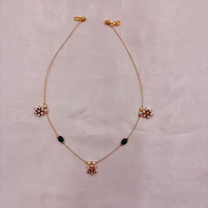 Floral Charm Multi-Stone Wire Necklace