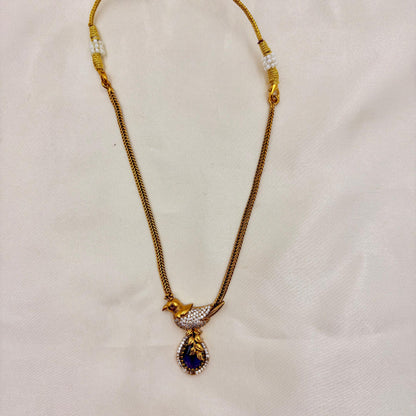 Blue Stone Bird Pendant Necklace Set