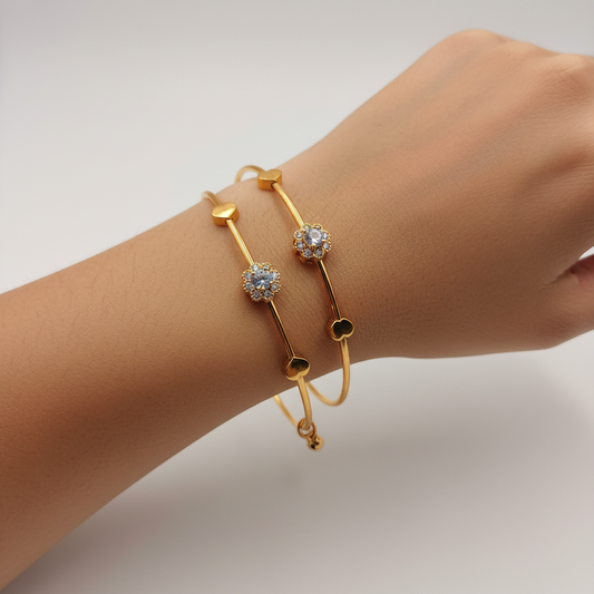Elegant Crystal Bloom Bangles – Minimal Chic Collection