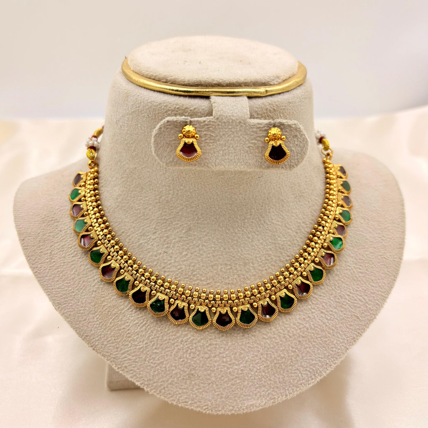 Multicolor Enamel Drop Necklace Set | Traditional Lightweight Jewellery