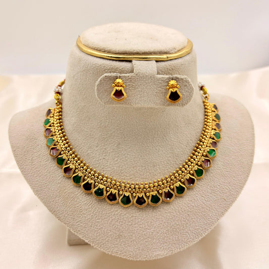 Multicolor Enamel Drop Necklace Set | Traditional Lightweight Jewellery