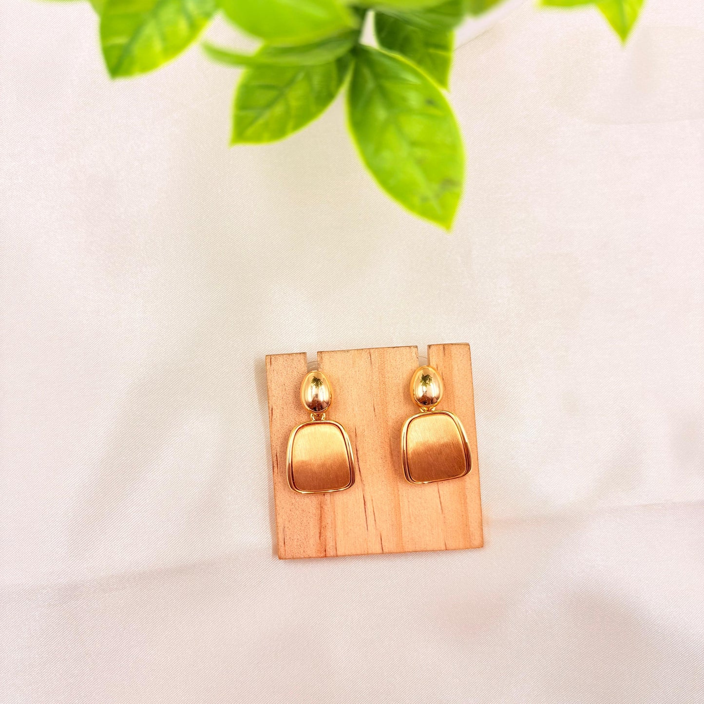 Minimal Gold Finish Geometric Drop Earrings