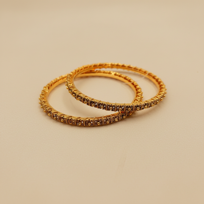 Classic CZ Line Gold Bangles – Premium Sparkle Finish