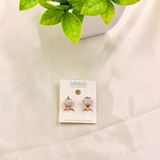 Rose Gold Floral Cubic Zirconia Stud Earrings