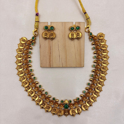💛 Traditional Kasumala Necklace Set – Timeless South Indian Beauty