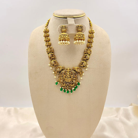 ✨ Antique Lakshmi Temple Necklace Set | Premium Micro Gold Polish