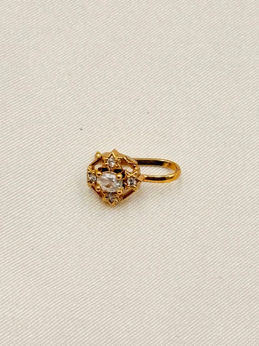 Minimal Solitaire Design Antique Gold Nose Pin