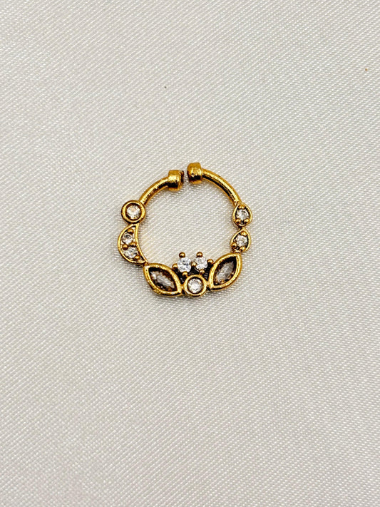 Elegant White Stone Designer Nose Pin – Gold Finish
