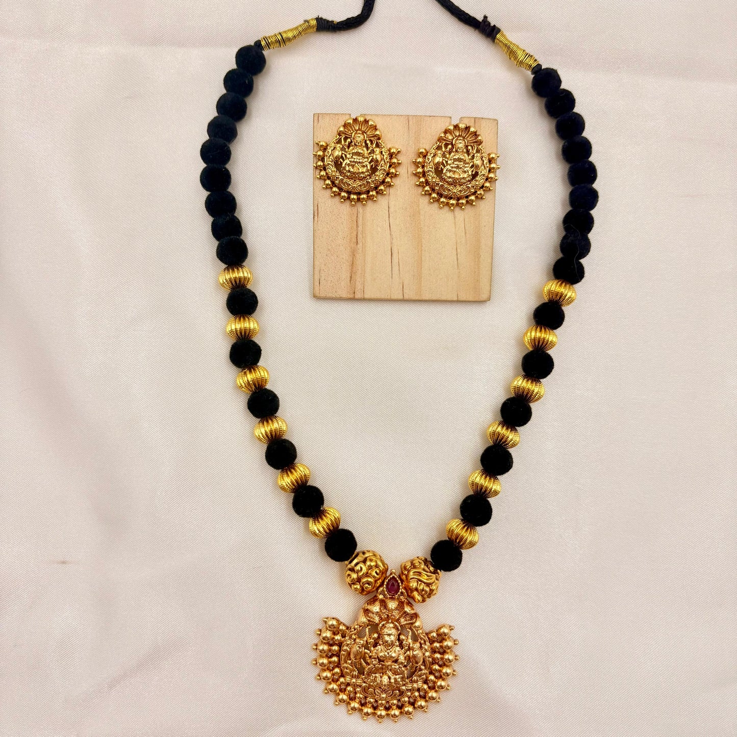 Lakshmi Temple Design Gold-Plated Mangalsutra Set