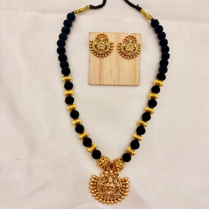 Lakshmi Temple Design Gold-Plated Mangalsutra Set