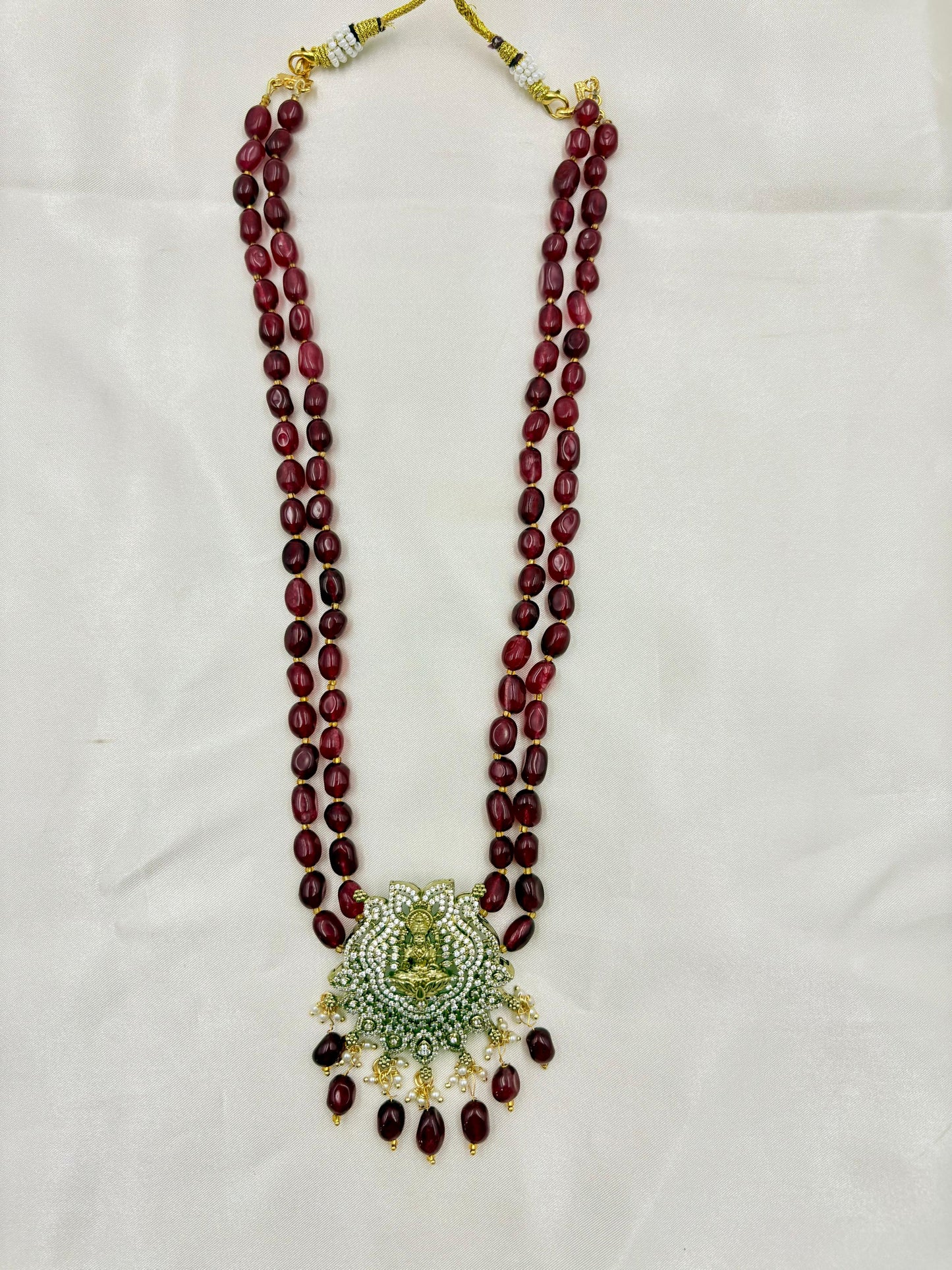 ✨ Lakshmi Ruby Beads Long Necklace Set | Temple Jewellery Elegance