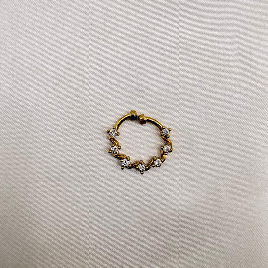 Delicate CZ Stone Gold Finish Nose Pin | Non-Piercing Nath | Adjustable Nose Ring