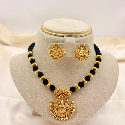 Lakshmi Temple Design Gold-Plated Mangalsutra Set