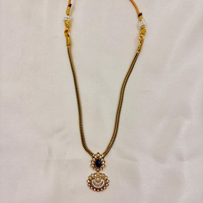 Blue Stone Kundan Pendant Necklace Set