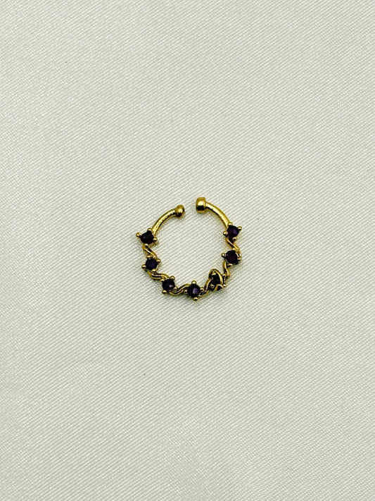 Minimal Purple Stone Designer Nose Pin – Gold Finish