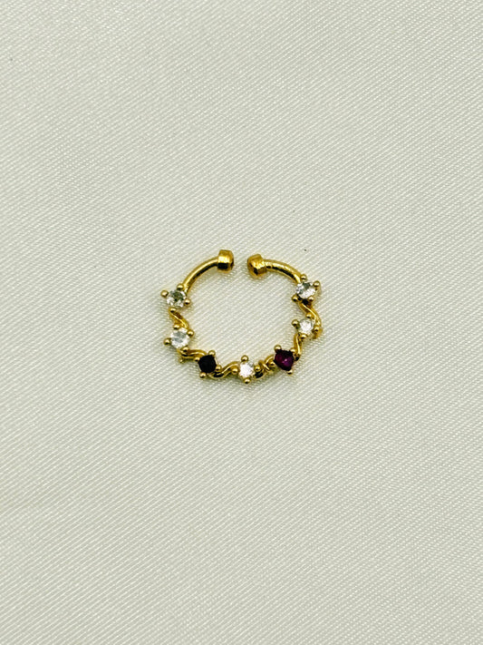 Elegant White Stone Designer Nose Pin – Gold Finish