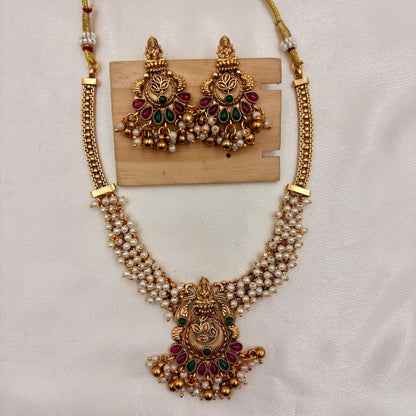 ✨ Temple Pearl Heritage Necklace Set – Royal & Timeless