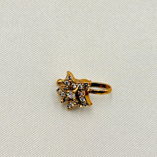 Star Design Antique Gold Nose Pin with Crystal Stones
