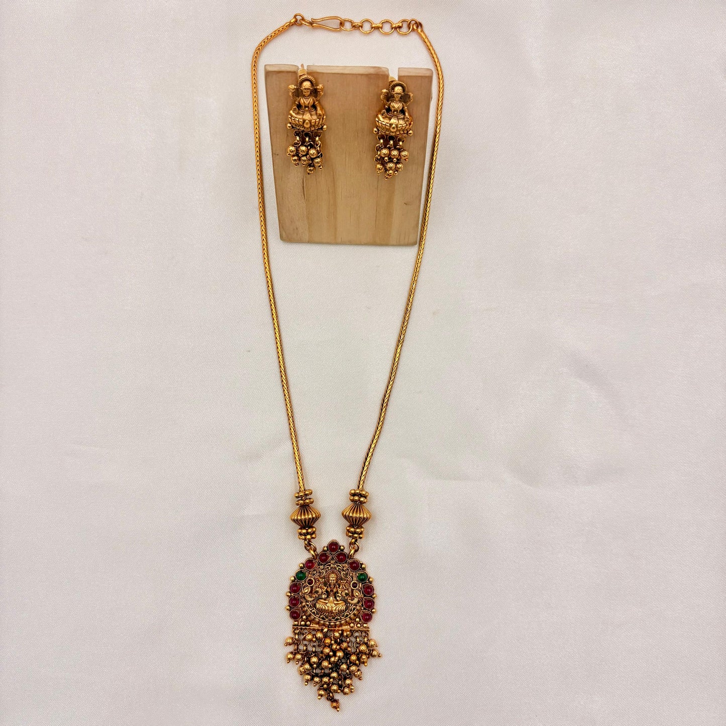 Antique Lakshmi Temple Pendant Long Necklace Set