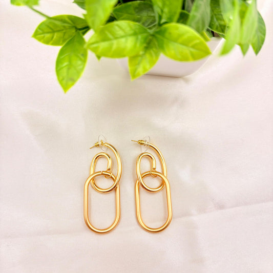 Modern Gold Chain Link Drop Earrings