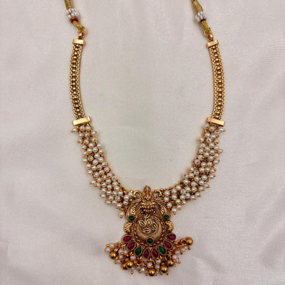 ✨ Temple Pearl Heritage Necklace Set – Royal & Timeless