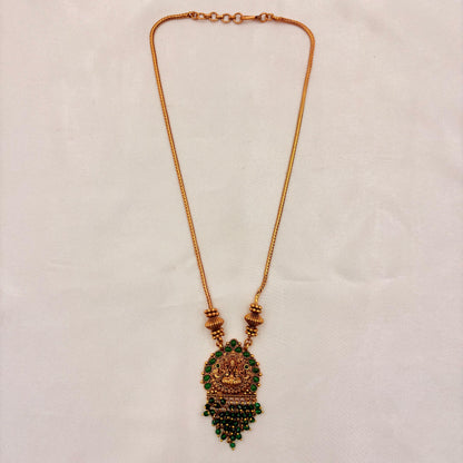 Antique Lakshmi Green Beads Temple Necklace Set
