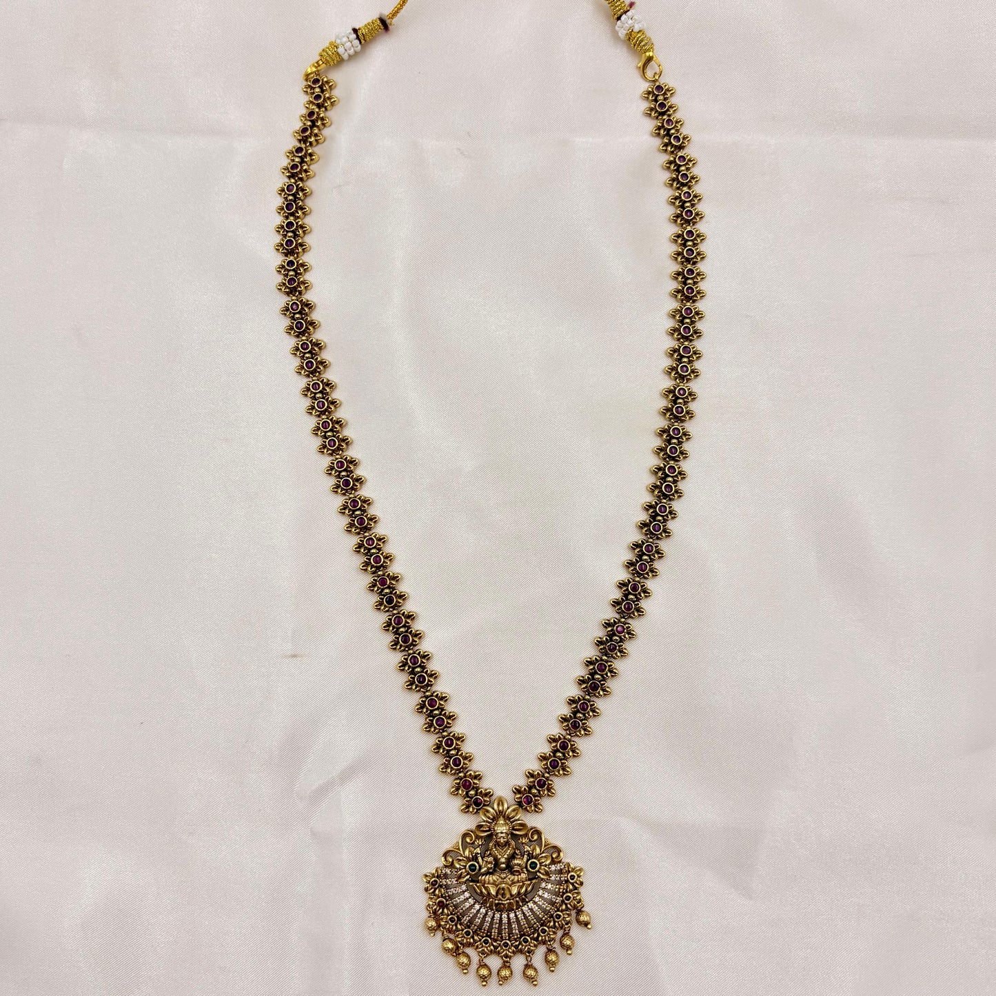 ✨ Traditional Temple Lakshmi Necklace Set | Antique Gold Finish