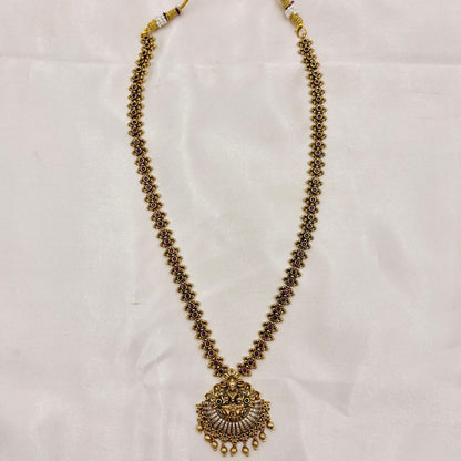 ✨ Traditional Temple Lakshmi Necklace Set | Antique Gold Finish