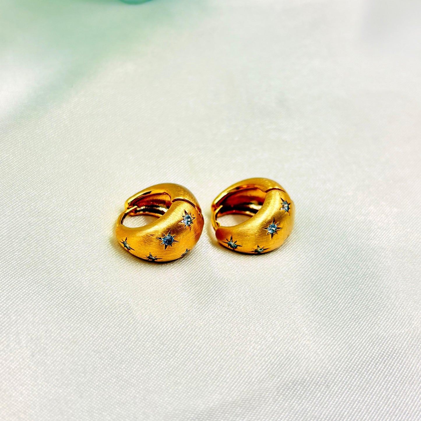 Gold Star Studded Huggie Hoop Earrings