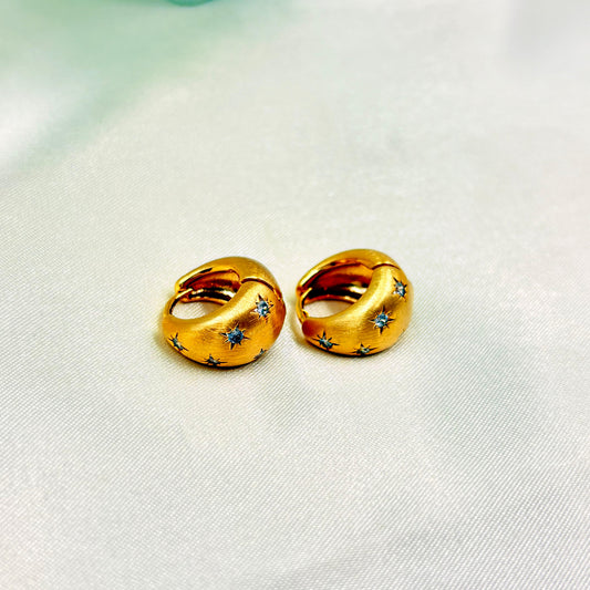 Gold Star Studded Huggie Hoop Earrings