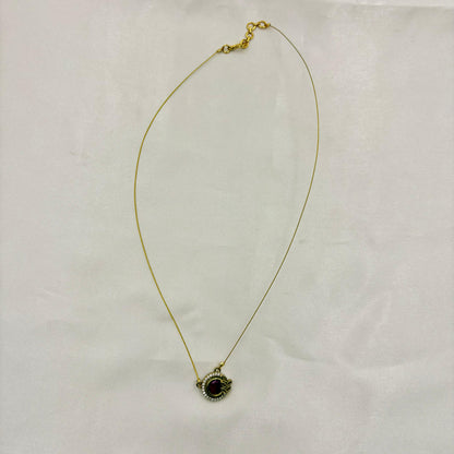 Ruby Stone Floral Charm Wire Necklace