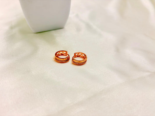 Rose Gold Stone Studded Huggie Hoop Earrings for Women